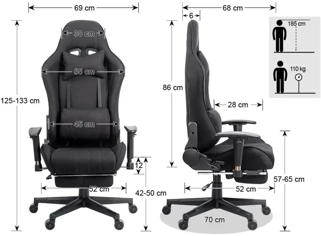 Игровое кресло Prestige Chairs OFF 296 (White/Black) - 11