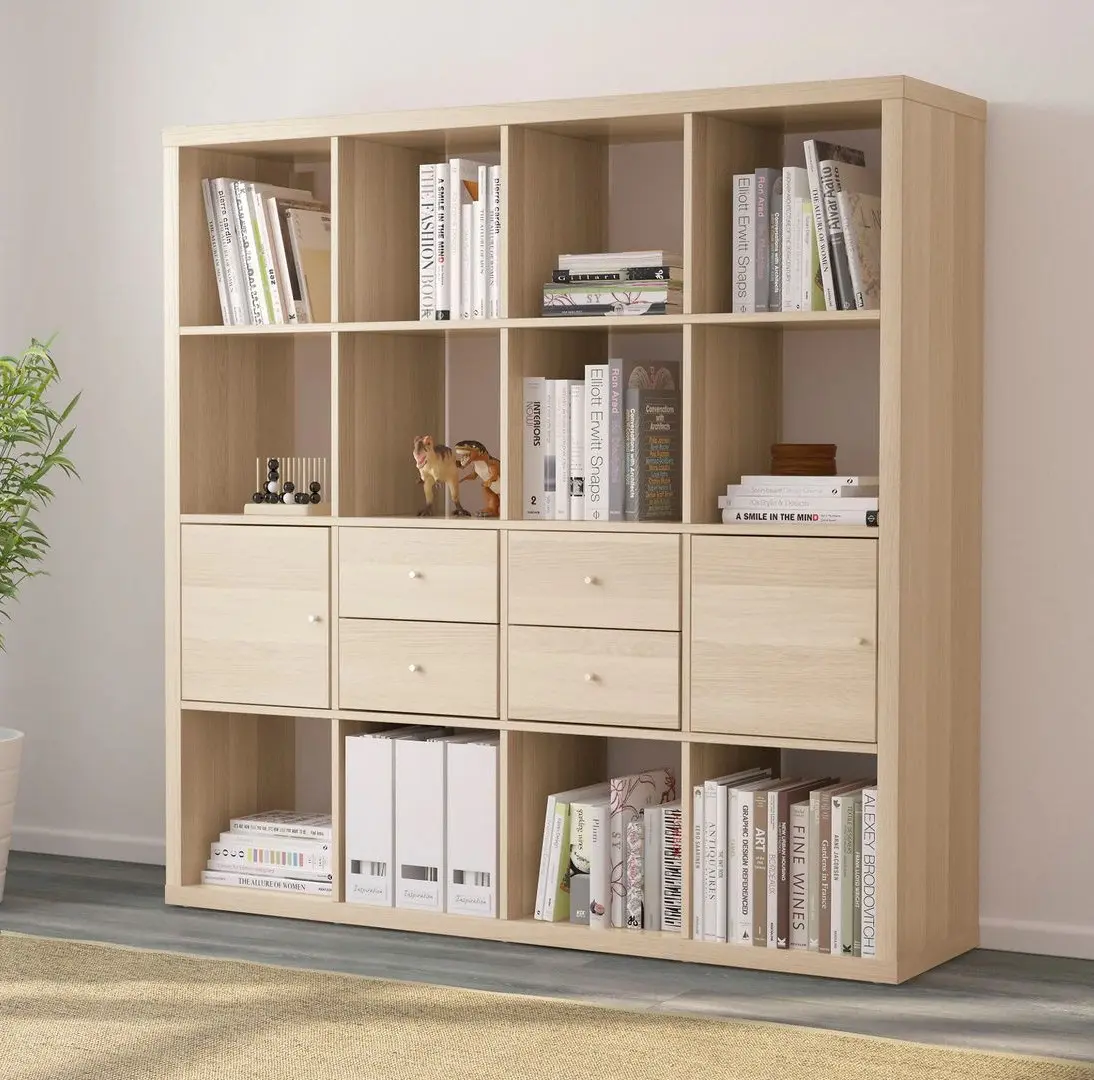 Стеллаж Ikea Kallax с 4 вставками 147x147 (Дуб)