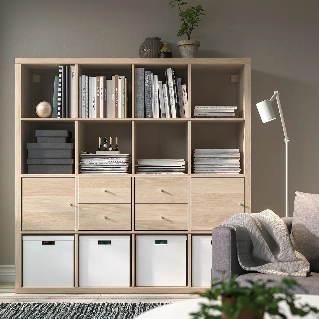 Стеллаж Ikea Kallax с 4 вставками 147x147 (Дуб) - 6