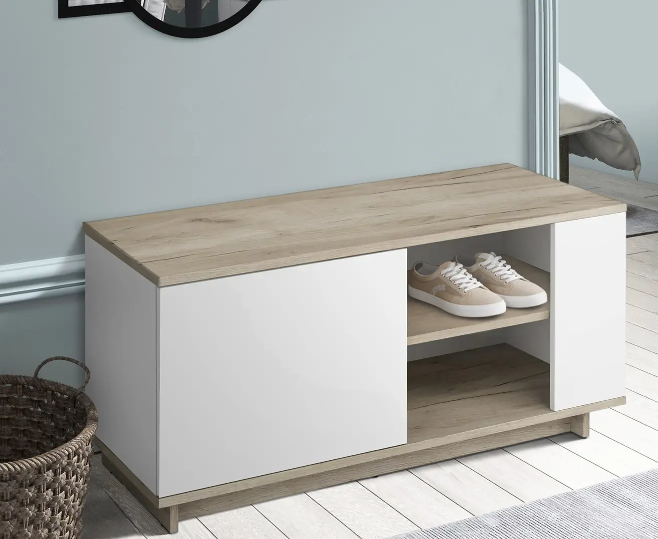 Tumba pentru incaltaminte Magnusplus Concept 100x46.2x40 (Grey Craft Oak/Nimphaea Alba)