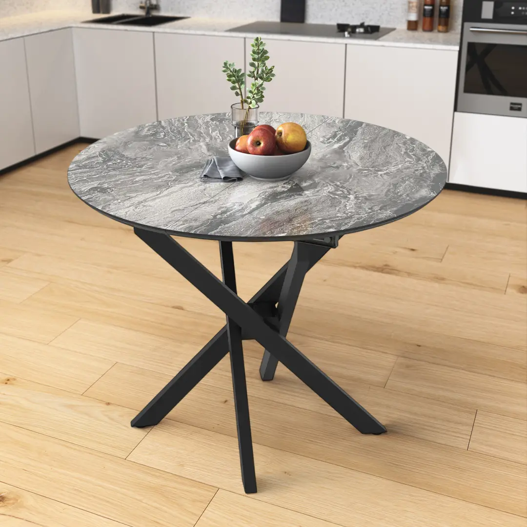 Masa extensibila Magnusplus Ruta 96/126x96 Cosmos High Gloss (Grey Marble/Black)