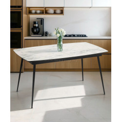 Стол раскладной Magnusplus Yense 145/185x90 Marmo (White Marble/Black)
