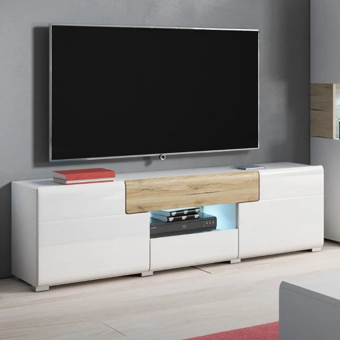 Тумба РТВ Helvetia Toledo Nr.41 2D2S (White Gloss/Sanremo Oak Light)