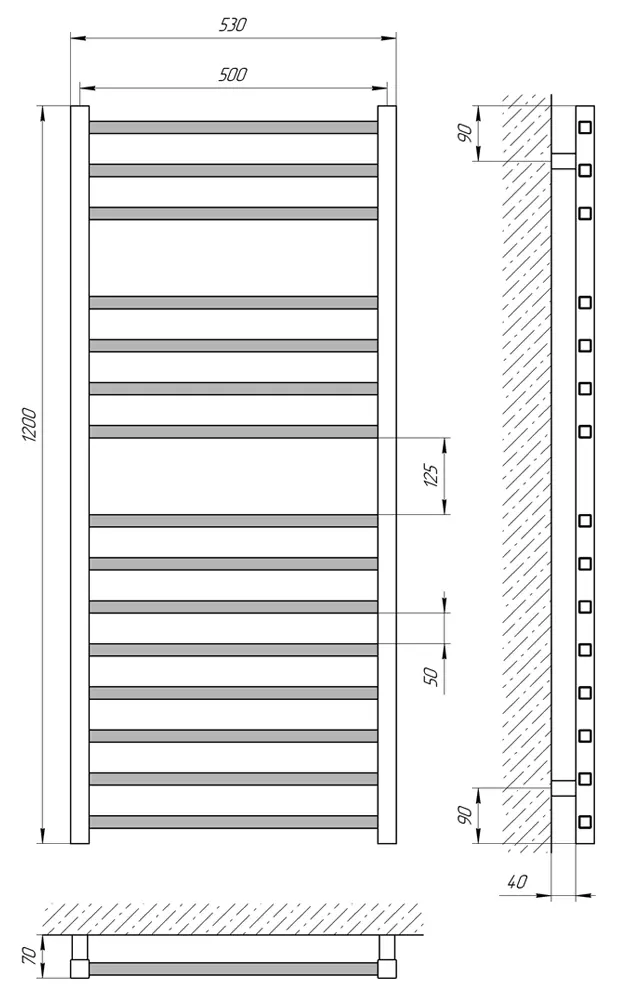 Полотенцесушитель Laris Imidj P15 500x1200 (Chrome)