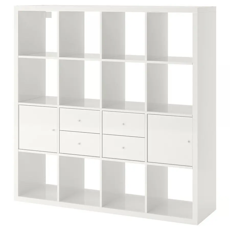 Стеллаж Ikea Kallax с 4 вставками 147x147 (Глянцевый белый) - 2