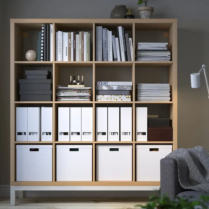 Стеллаж Ikea Kallax 147x164 (Состаренный дуб/Белый) - 4