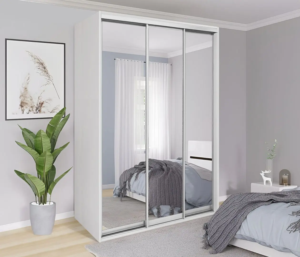 Шкаф-купе Modern Braun Top 3 149x210x60 3 зеркала (White)