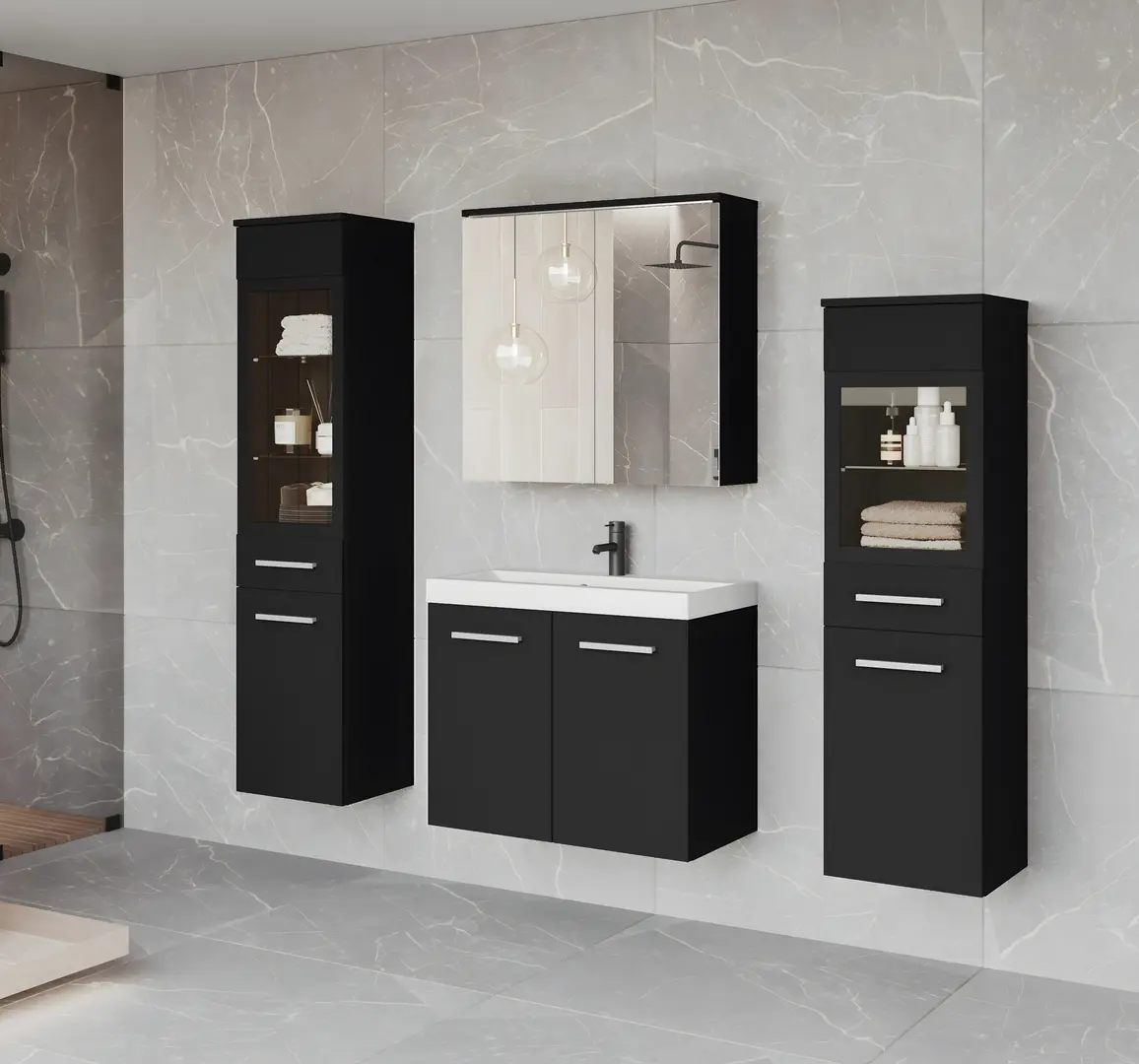 Комплект мебели для ванной Bratex Madrit II (Graphite Black)