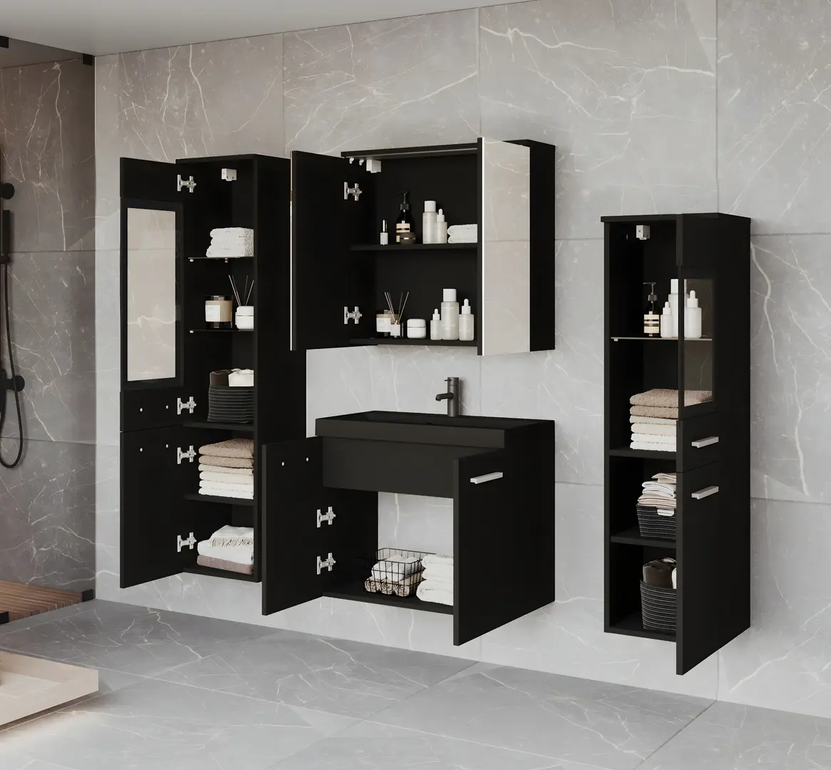 Комплект мебели для ванной Bratex Madrit II (Graphite Black)