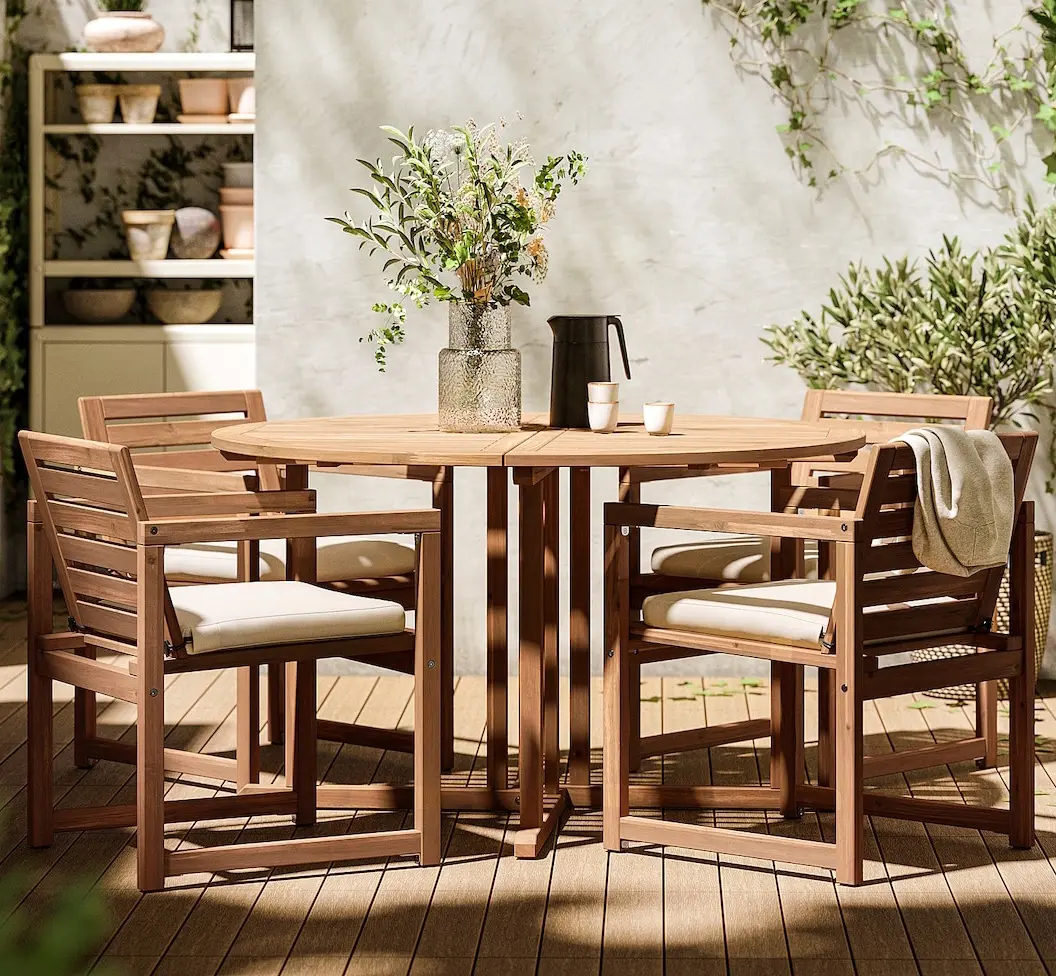 Set mobilier de gradina Ikea Nammaro/Froson/Duvholmen 1+4 130 (Maro deschis/Bej)