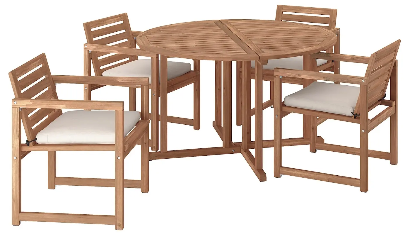 Set mobilier de gradina Ikea Nammaro/Froson/Duvholmen 1+4 130 (Maro deschis/Bej) - 2