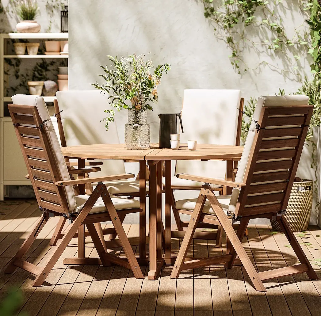 Комплект садовой мебели Ikea Nammaro/Froson/Duvholmen 130 (Светло-коричневый/Бежевый)