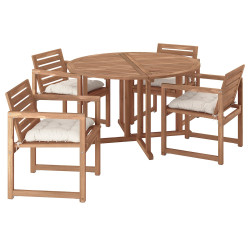 Set mobilier de gradina Ikea Nammaro/Kuddarna 1+4 130 (Maro deschis/Gri deschis-bej) Thumb