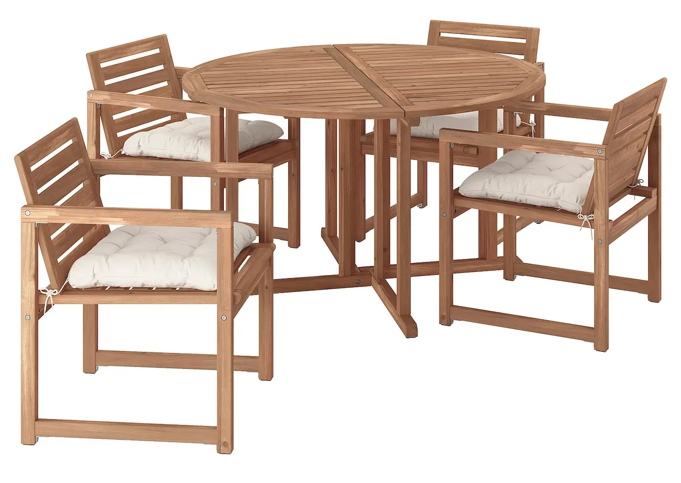 Set mobilier de gradina Ikea Nammaro/Kuddarna 1+4 130 (Maro deschis/Gri deschis-bej) - 2