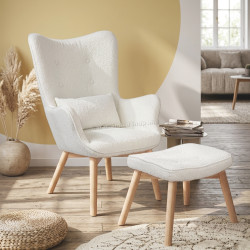 Fotoliu cu taburet Prestige Chairs BUC 267 (Cream)