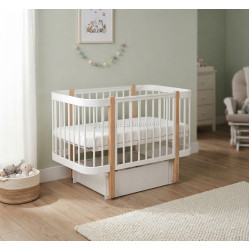Кроватка с ящиком  Eucalyptus Karol Premium (White/Natural)