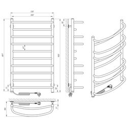 Полотенцесушитель электрический Laris Euromix P10 500x900 Left (Chrome) Thumb