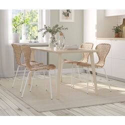 Set masa scaune Ikea Lisabo/Alvsta 140x78cm 1+4 (Furnir frasin/Ratan/Alb)