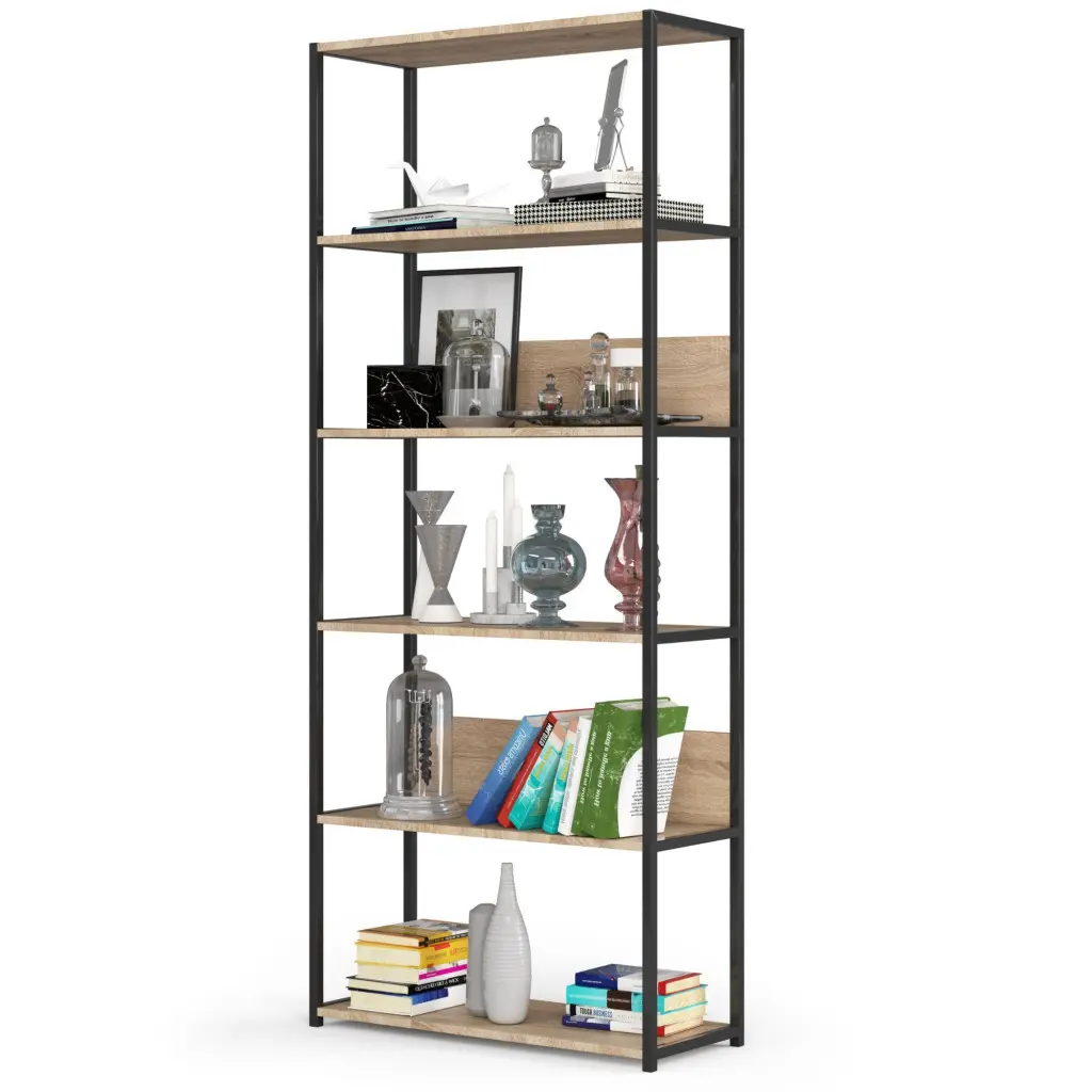 Стеллаж Akord Loft 80 6P (Black/Sonoma Oak) - 3