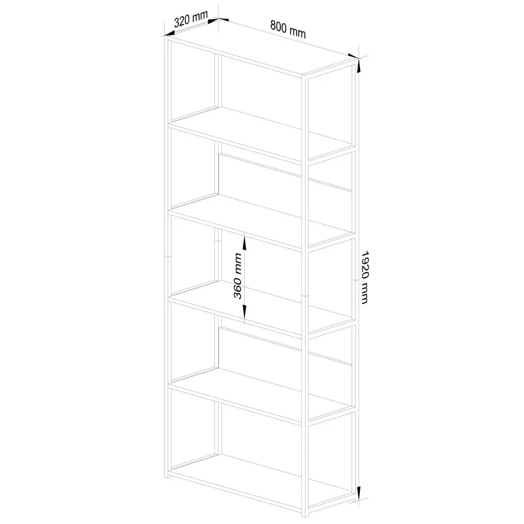 Стеллаж Akord Loft 80 6P (Black/Sonoma Oak) - 4