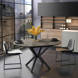 Стол раскладной Magnusplus Dobok 110/145x110 Irony (Dark Grey/Black)