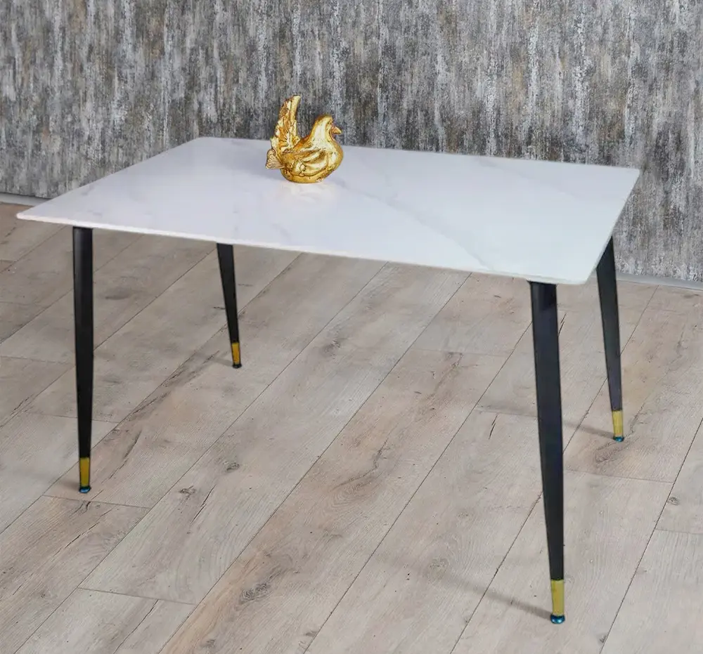 Стол Magnusplus DT 2133 120x70 (White Marble/Black)