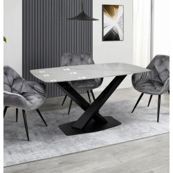 Стол Magnusplus DT 2138 120x79 (White Marble/Black)