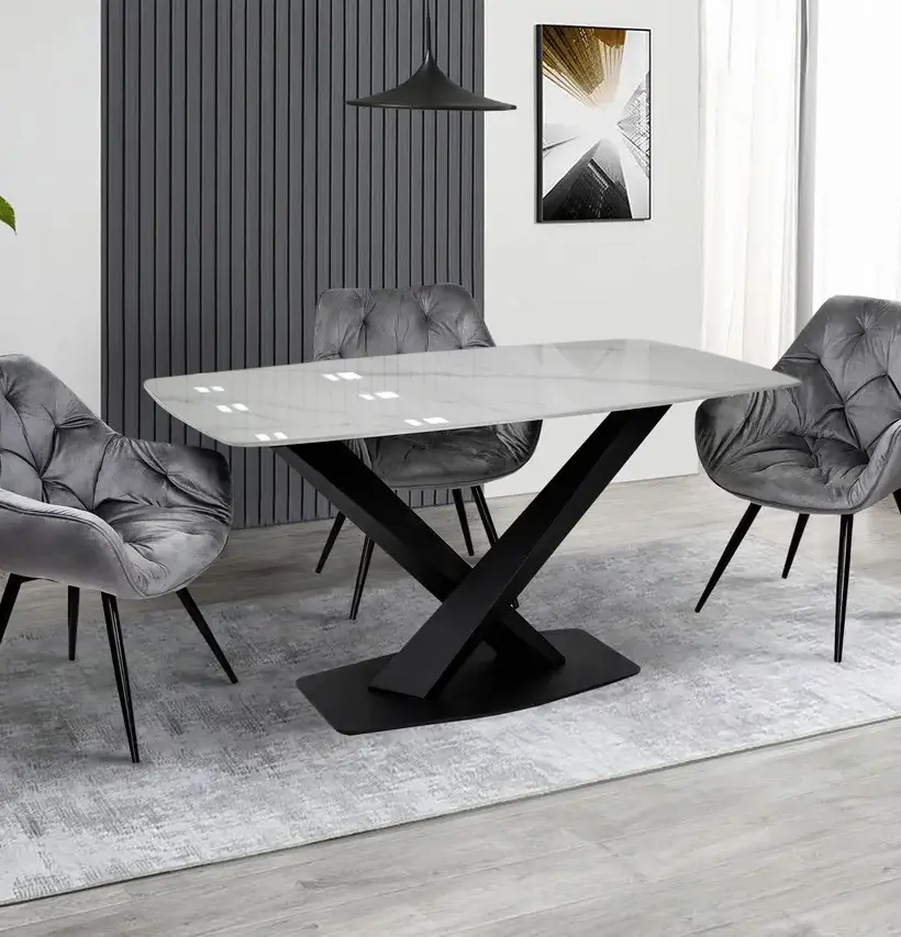 Masa Magnusplus DT 2138 120x79 (White Marble/Black)