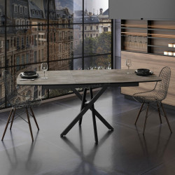 Стол раскладной Magnusplus Filis 145/185x90 Irony (Dark Grey/Black)