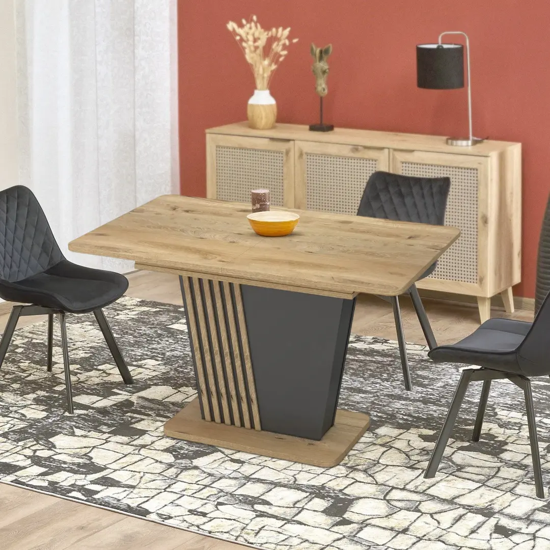 Masa extensibila Magnusplus Luna 120/160x75 Rivoli (Wood/Graphite)
