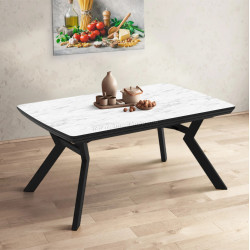 Стол раскладной Magnusplus Robat 160/210/260/310/360x100 Marmo (White Marble/Black)