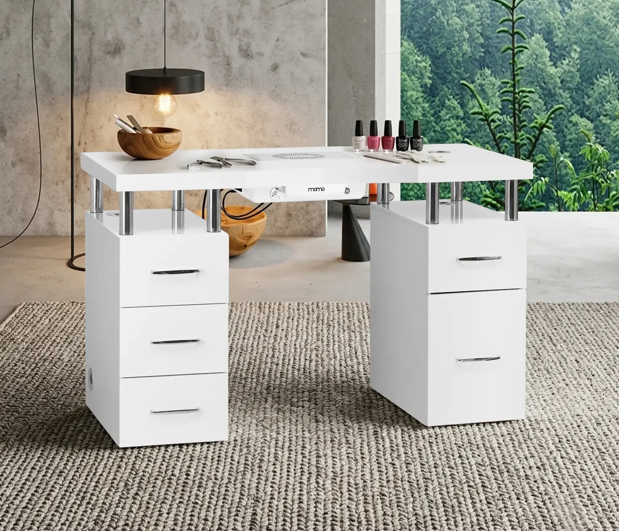 Стол маникюрный с вытяжкой Momo L03 151032 (White/Chrome)