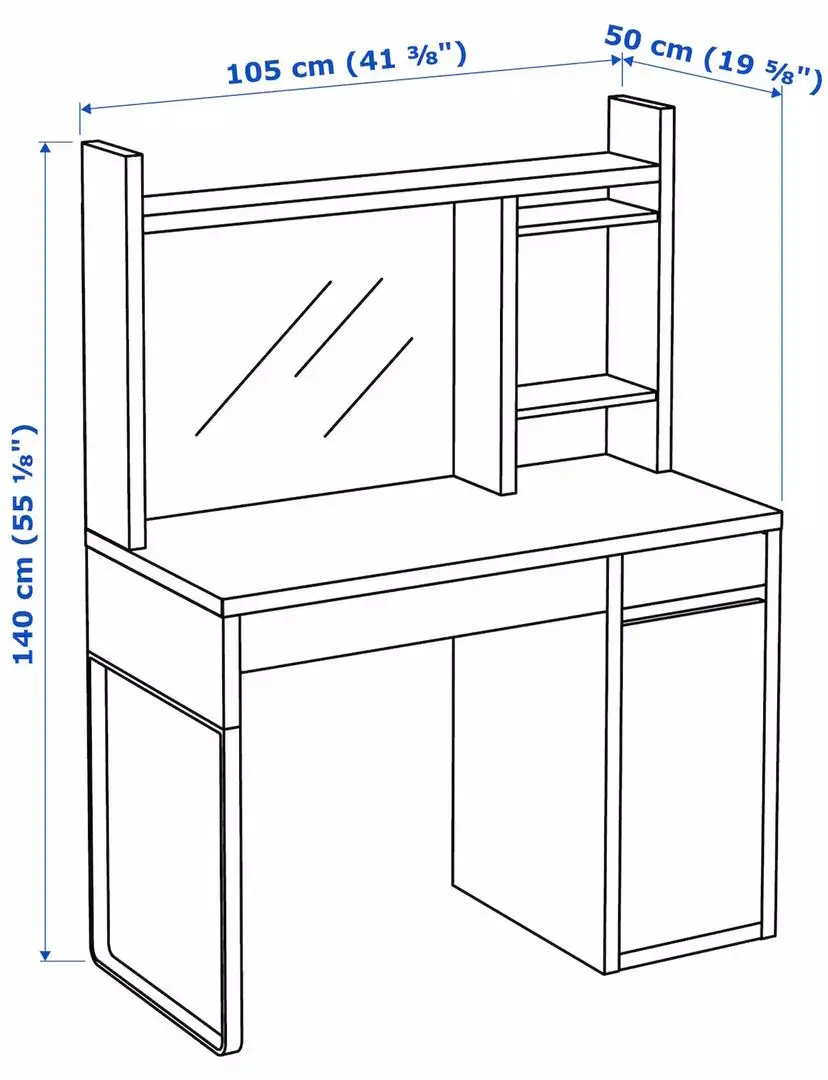 Письменный стол Ikea Micke с дополнительным модулем 105x50 (Черно-Коричневый)