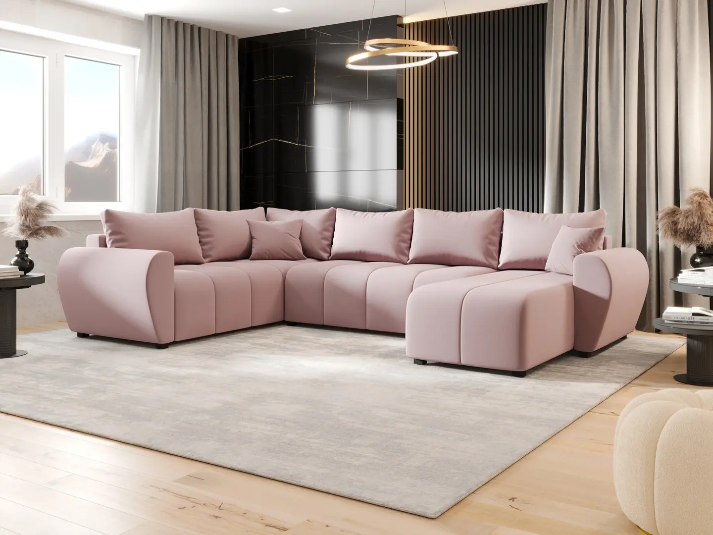 Canapea in forma de U Space Meble Molisa U Plus Cosmic 14 Left (Powder Pink)