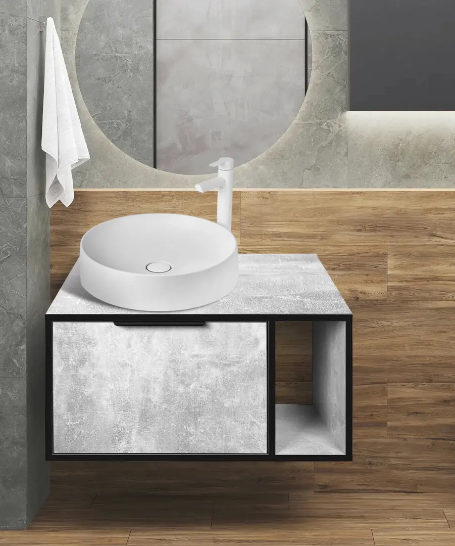 Набор тумбы с раковиной Montebella 52.01 Loft + Naomi 455x455 (Panda)