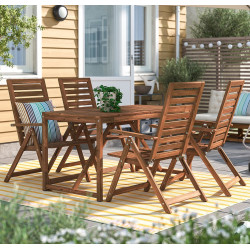 Комплект садовой мебели Ikea Nammaro 4 складных стула 140cm (Светло-коричневый)