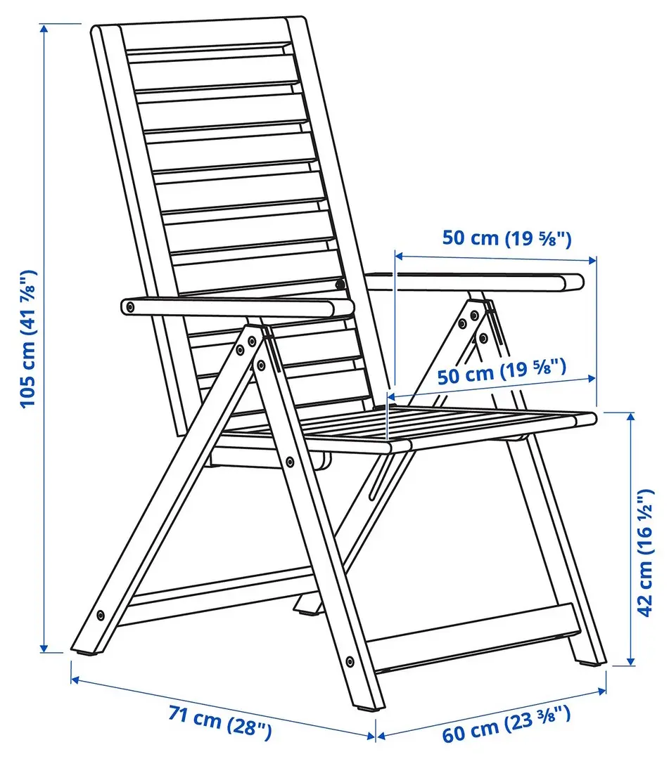 Set mobilier de gradina Ikea Nammaro 4 scaune pliante 140cm (Maro deschis) - 7