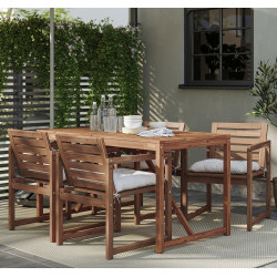 Set mobilier de gradina Ikea Nammaro/Kuddarna 1+4 140x75 (Maro deschis/Gri deschis-bej)