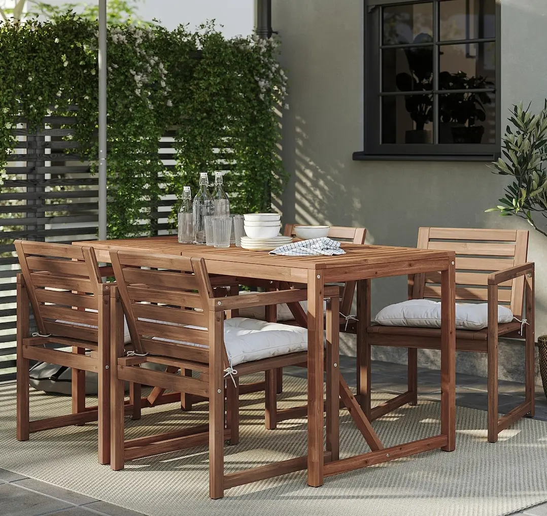 Set mobilier de gradina Ikea Nammaro/Kuddarna 1+4 140x75 (Maro deschis/Gri deschis-bej)
