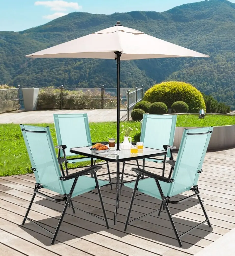 Set scaune de gradina Costway NP11096NY-4 (Green) - 4