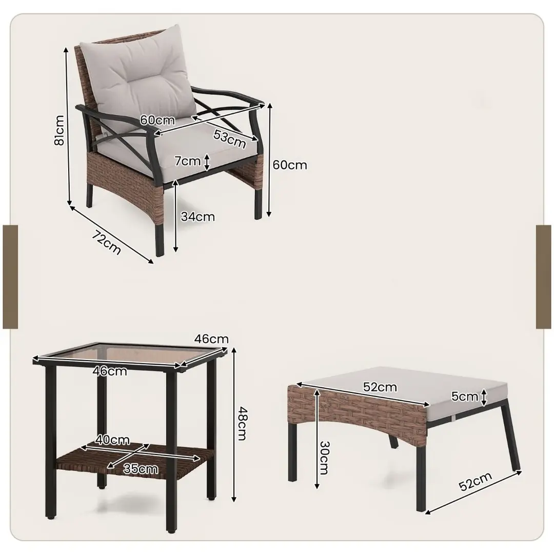 Комплект садовой мебели Costway NP11576BN (Brown) - 4