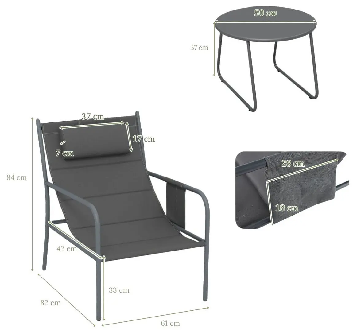 Set mobilier de gradina Costway NP11688GR (Grey) - 5