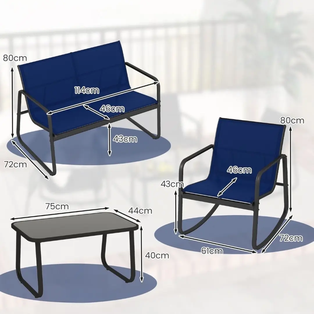 Комплект садовой мебели Costway NP12225NY (Blue) - 3