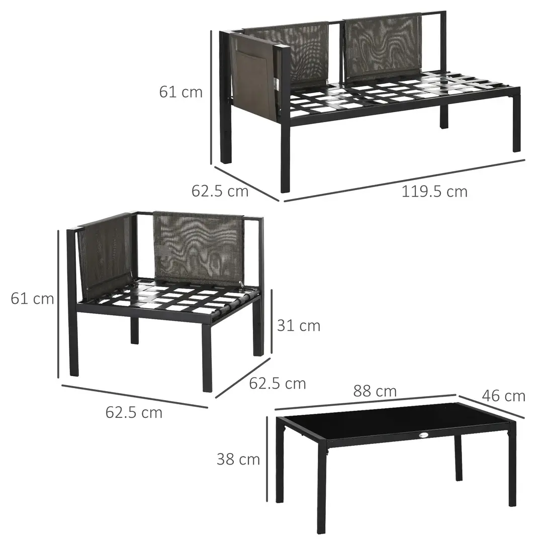 Set mobilier de gradina Outsunny 84G-049V00LG (Light Grey/Black) - 4