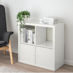 Etajera Ikea Kallax cu usi 77x77 (Lucios alb)