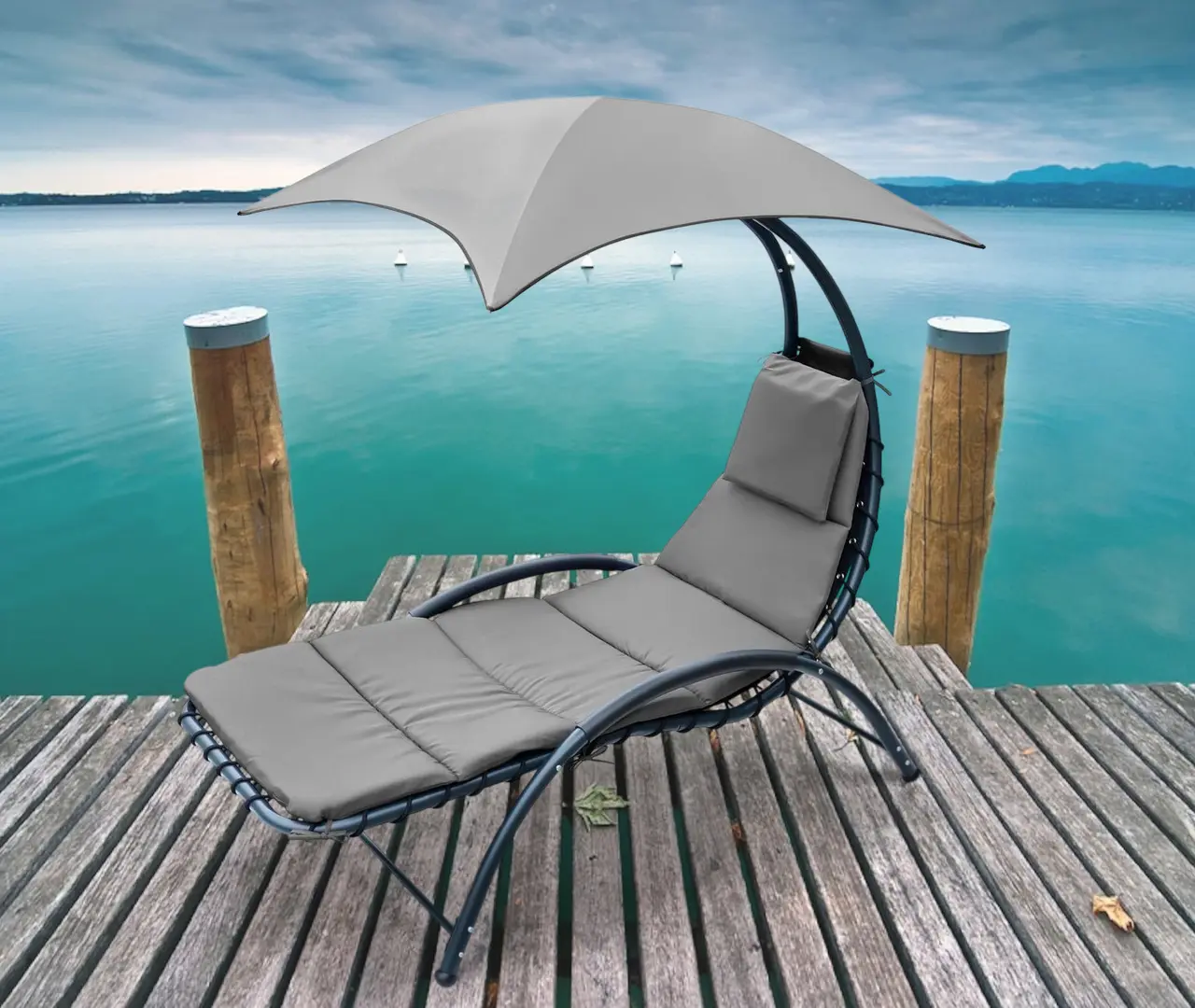 Шезлонг с тентом Saska Garden 1067087 (Grey)