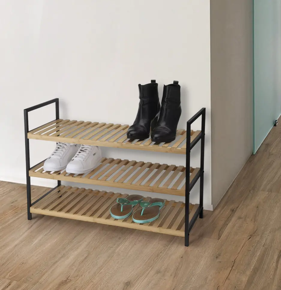 Стеллаж для обуви Excellent Houseware 278157 (Bamboo/Black)