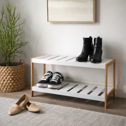 Стеллаж для обуви Excellent Houseware 860461 (White/Bamboo)