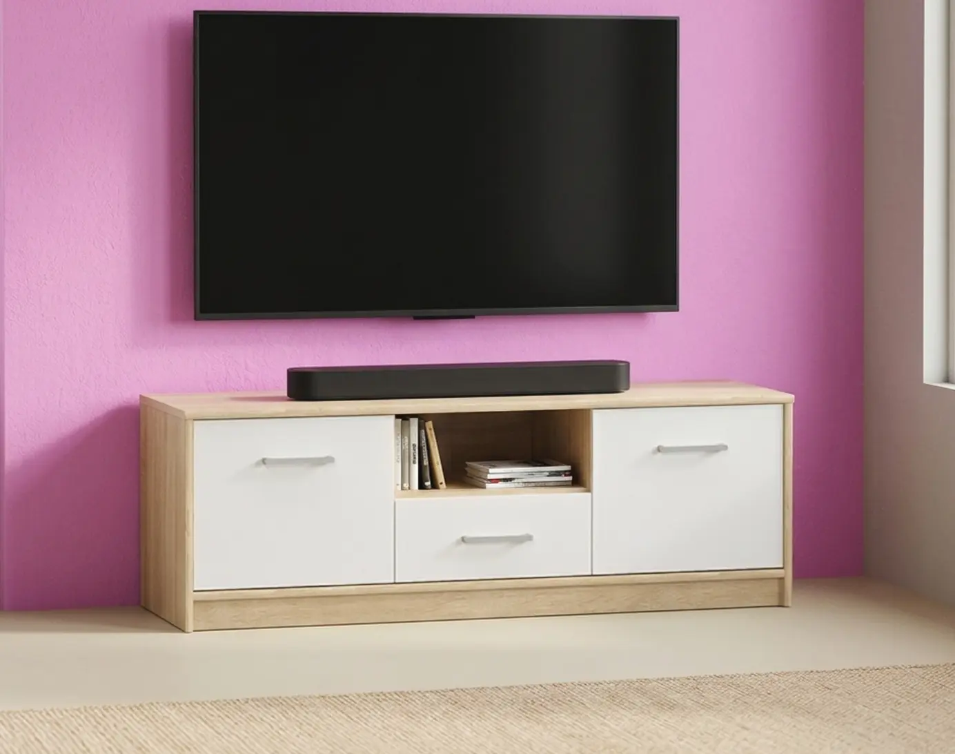 Тумба РТВ Mobhaus Teyo 2D1S (White/Sonoma Oak)
