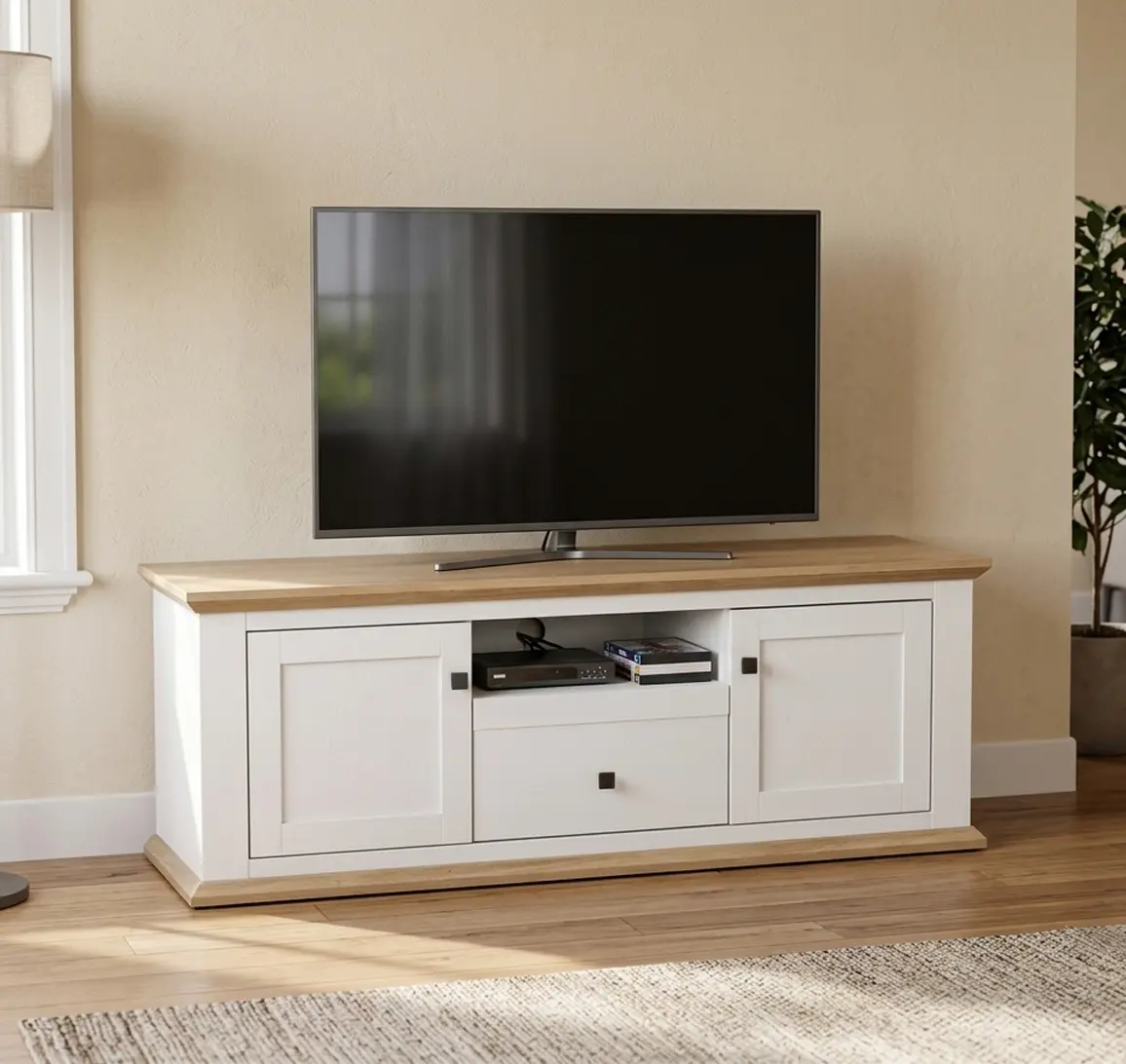 Тумба РТВ Mobhaus Leon MZ15 (White/Grand Oak)